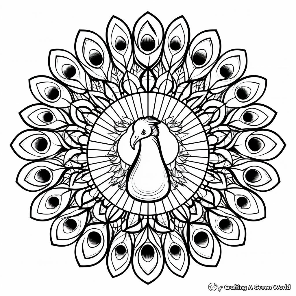 Intricate Peacock Mandala Coloring Pages 4