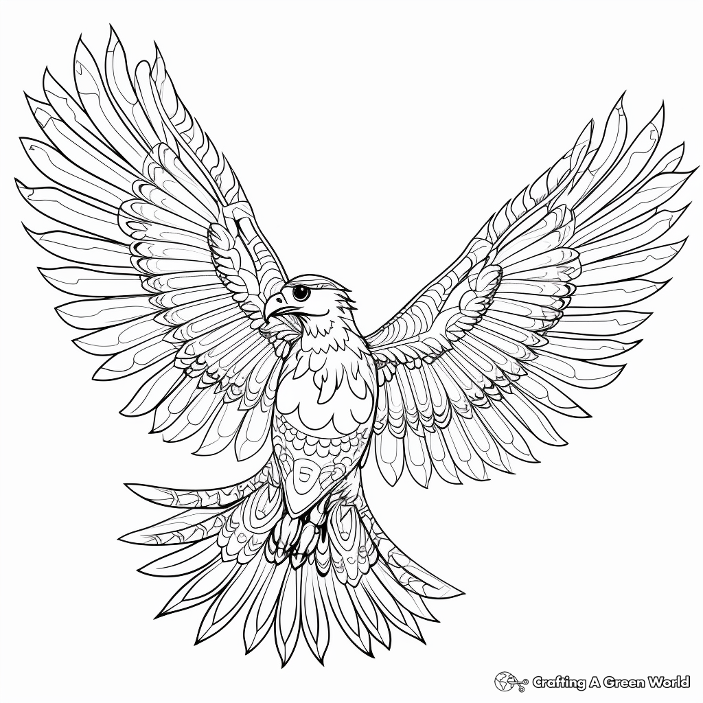 Intricate Philippine Eagle in the Air Coloring Pages 1