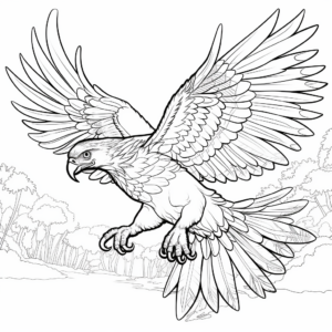 Intricate Philippine Eagle in the Air Coloring Pages 3