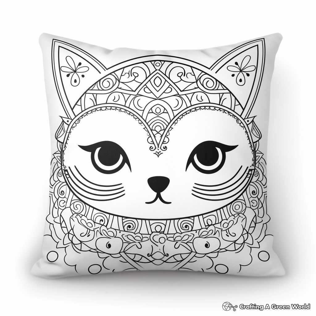 Intricate Pillow Cat Mandala Coloring Pages 1