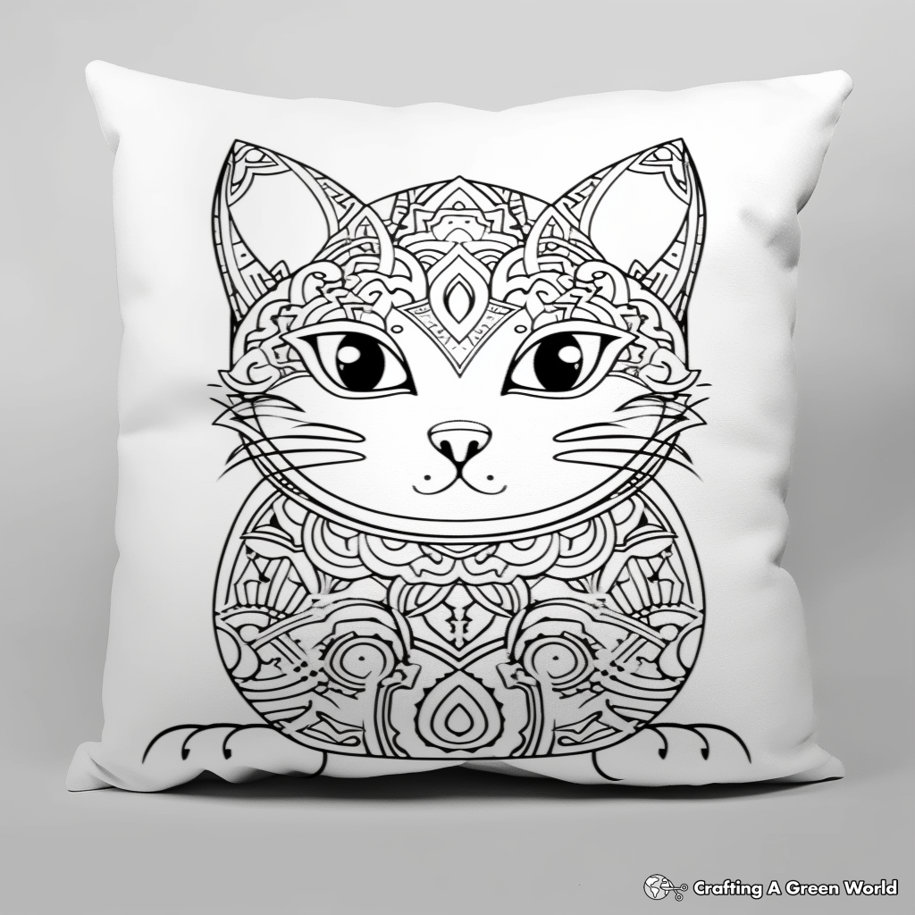 Intricate Pillow Cat Mandala Coloring Pages 2