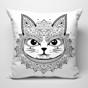 Intricate Pillow Cat Mandala Coloring Pages 3