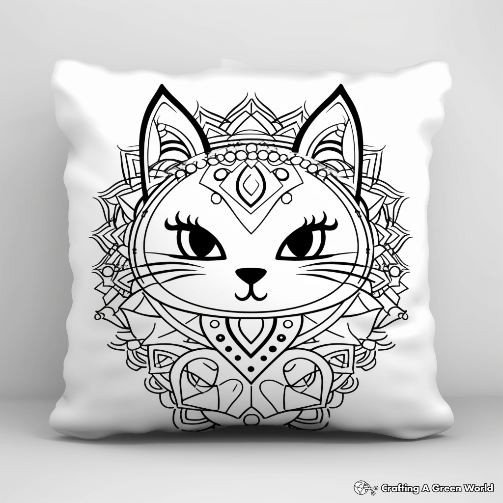Intricate Pillow Cat Mandala Coloring Pages 4