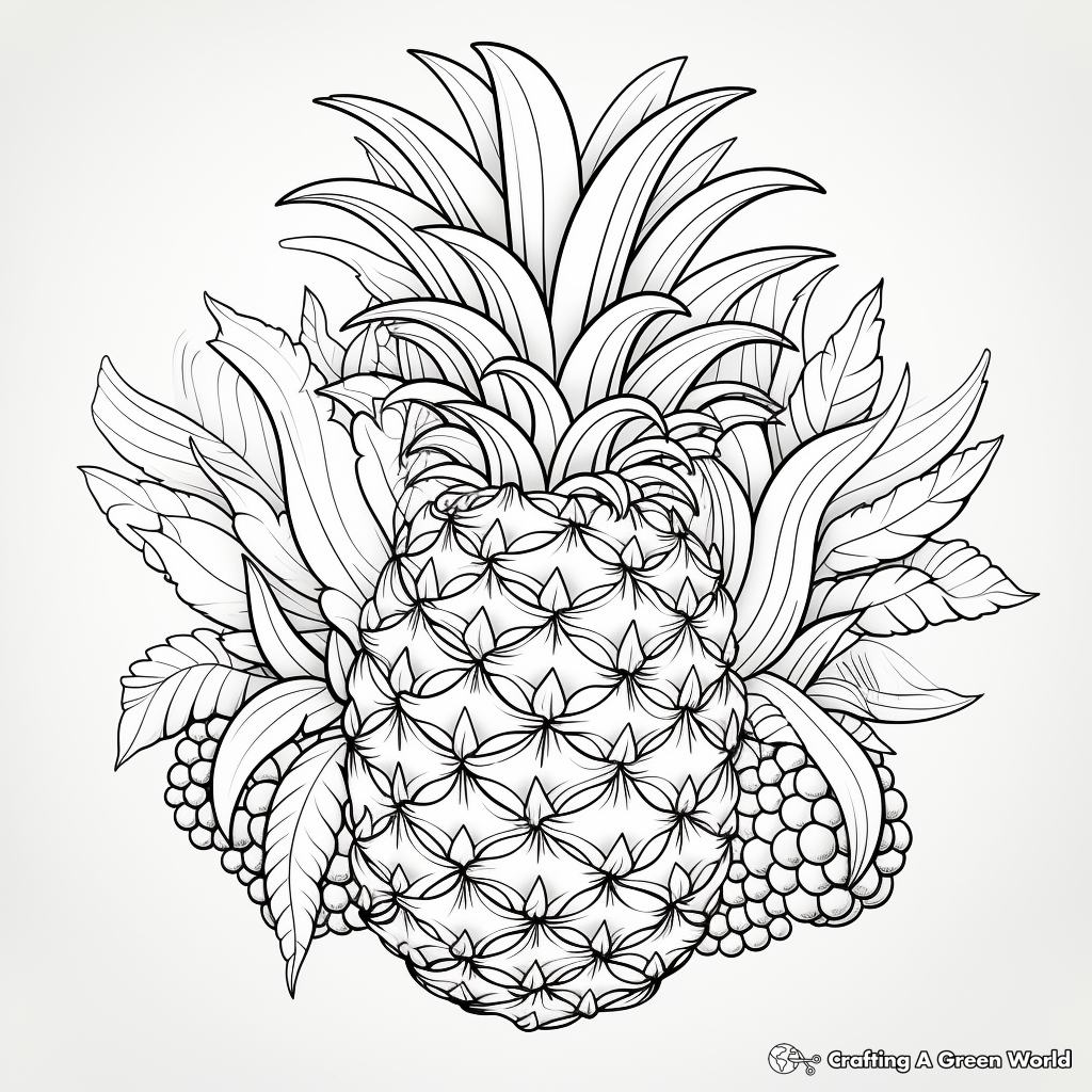 Intricate Pineapple Coloring Pages for Adults 1