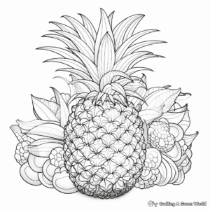 Intricate Pineapple Coloring Pages for Adults 3