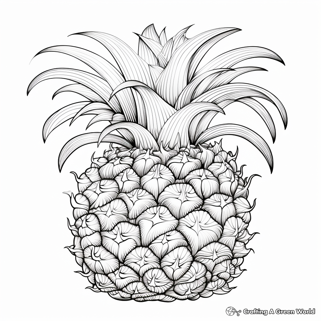 Intricate Pineapple Coloring Pages for Adults 4