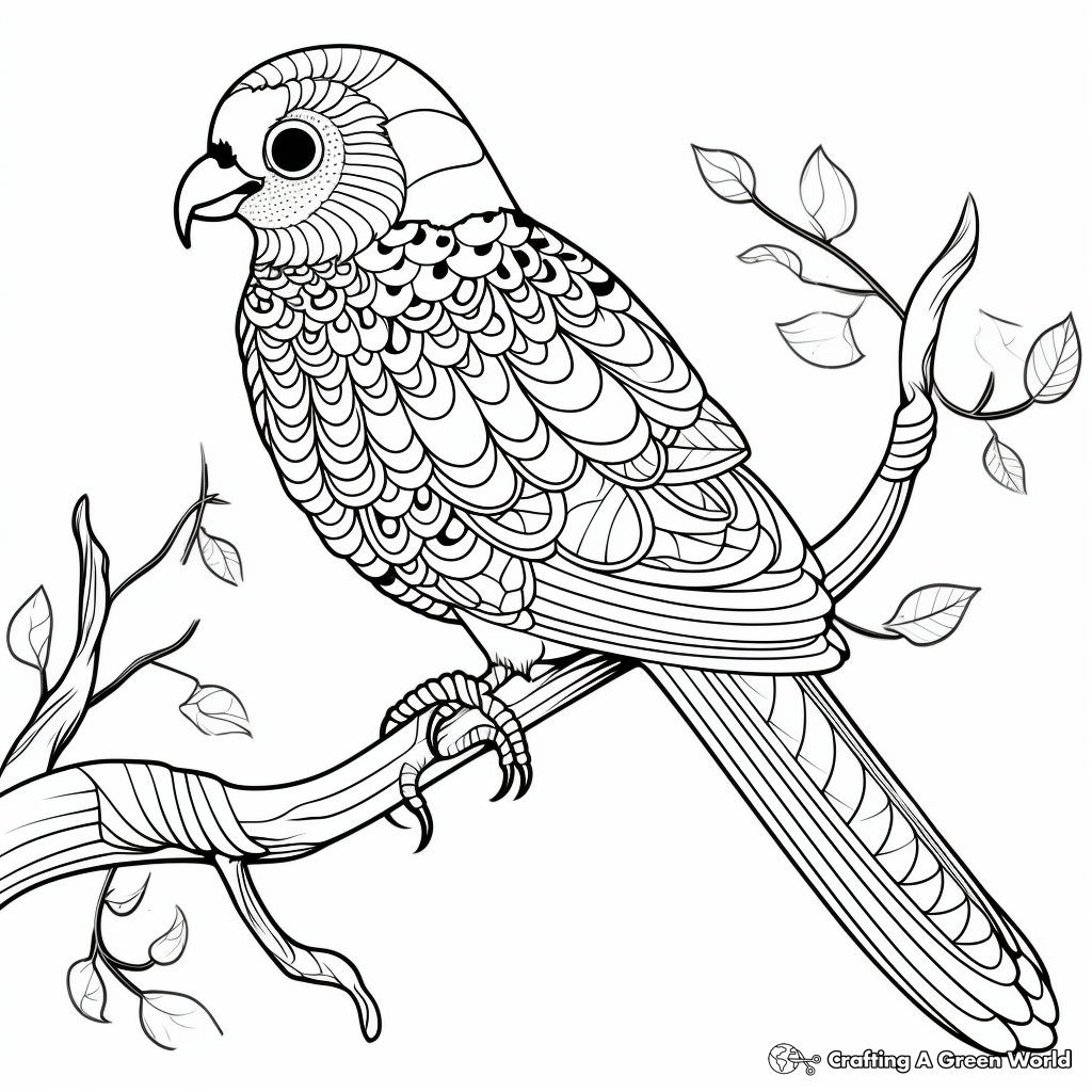 Intricate Plum-headed Parakeet Coloring Pages 2