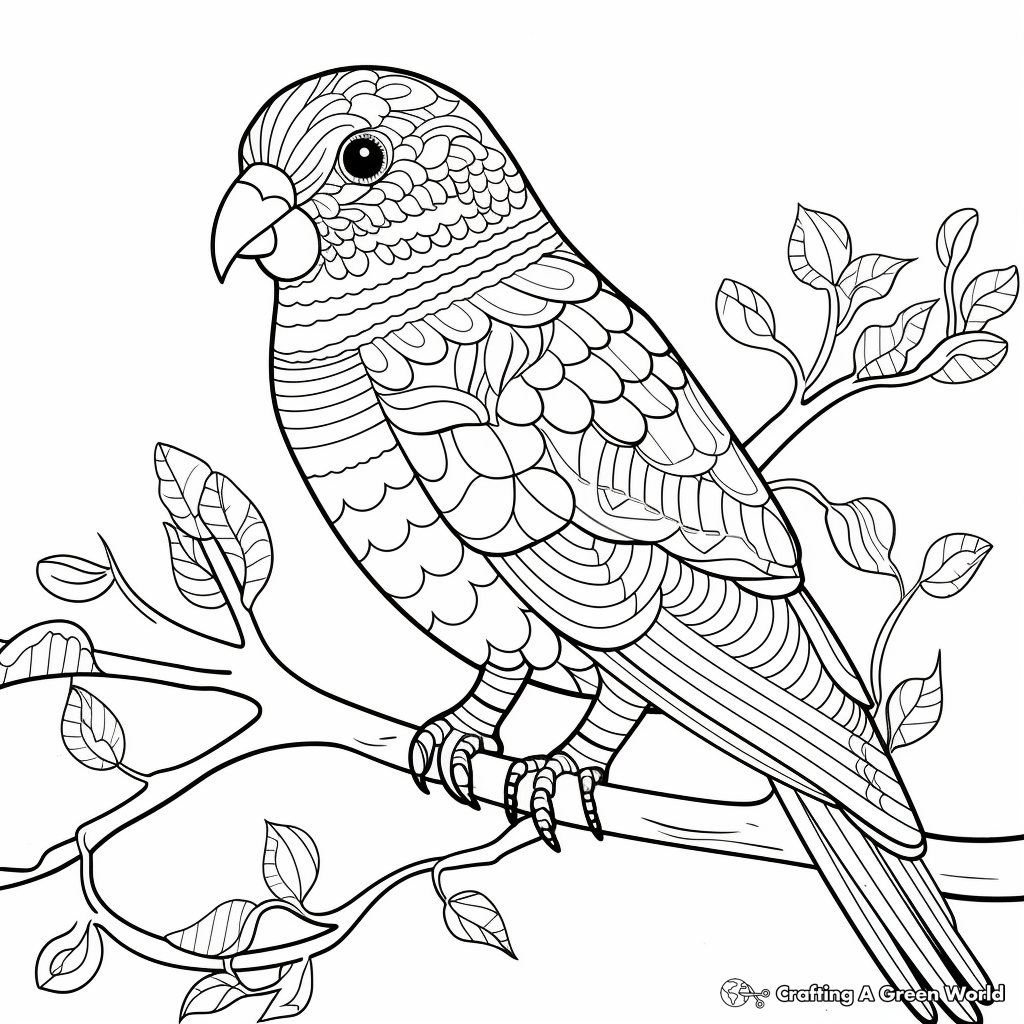 Intricate Plum-headed Parakeet Coloring Pages 3