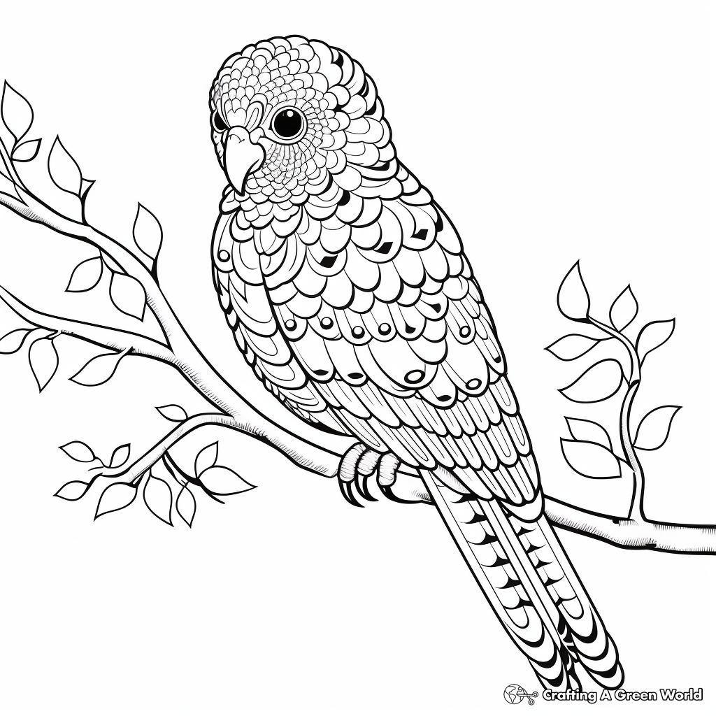 Intricate Plum-headed Parakeet Coloring Pages 4