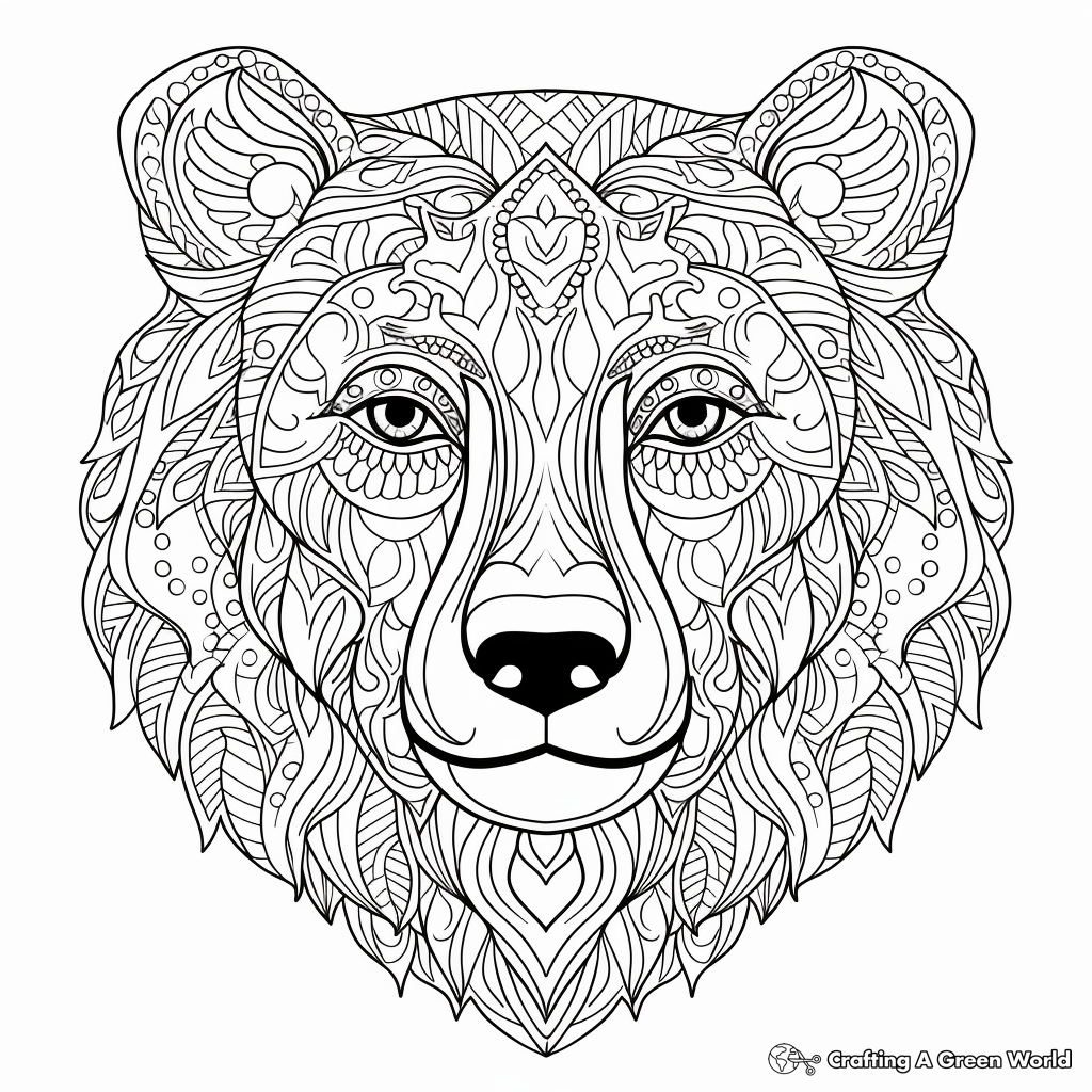 Intricate Polar Bear Face Coloring Pages 2