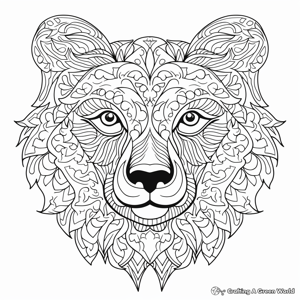 Intricate Polar Bear Face Coloring Pages 4