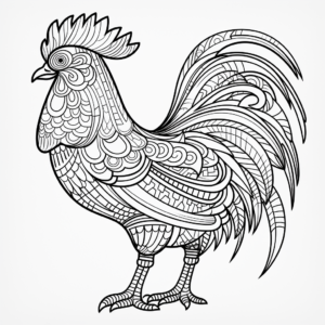 Intricate Polish Chicken Coloring Pages for Adults 1