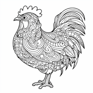 Intricate Polish Chicken Coloring Pages for Adults 2
