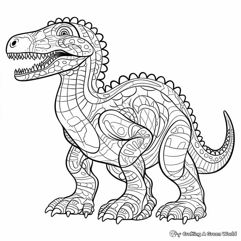 Intricate Prehistoric Dinosaur Coloring Pages 2
