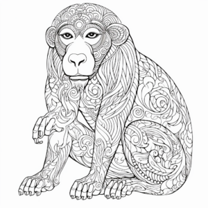 Intricate Proboscis Monkey Coloring Pages 1