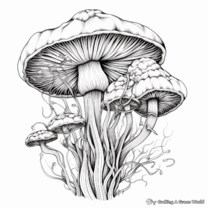 Intricate Psilocybin Mushroom Coloring Sheets 1