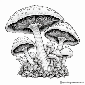 Intricate Psilocybin Mushroom Coloring Sheets 3