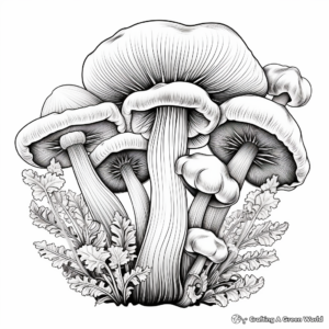 Intricate Psilocybin Mushroom Coloring Sheets 4
