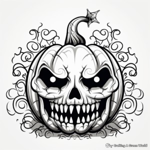 Intricate Pumpkin Designs for Halloween Coloring 2