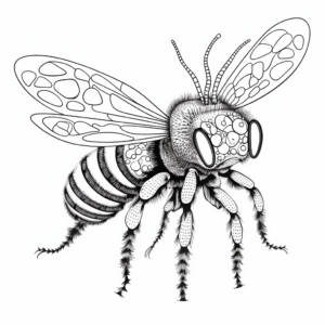 Intricate Queen Cat Bee Coloring Pages for Adults 3