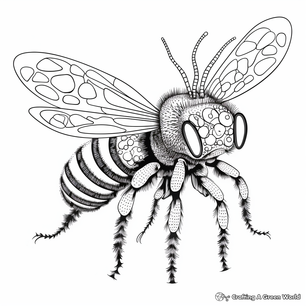 Intricate Queen Cat Bee Coloring Pages for Adults 3