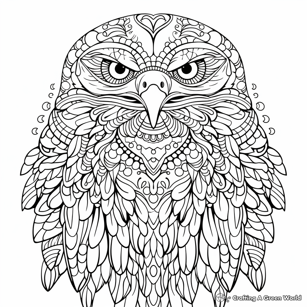 Intricate Red Tailed Hawk Mandalas Coloring Pages 1