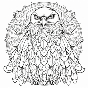 Intricate Red Tailed Hawk Mandalas Coloring Pages 2