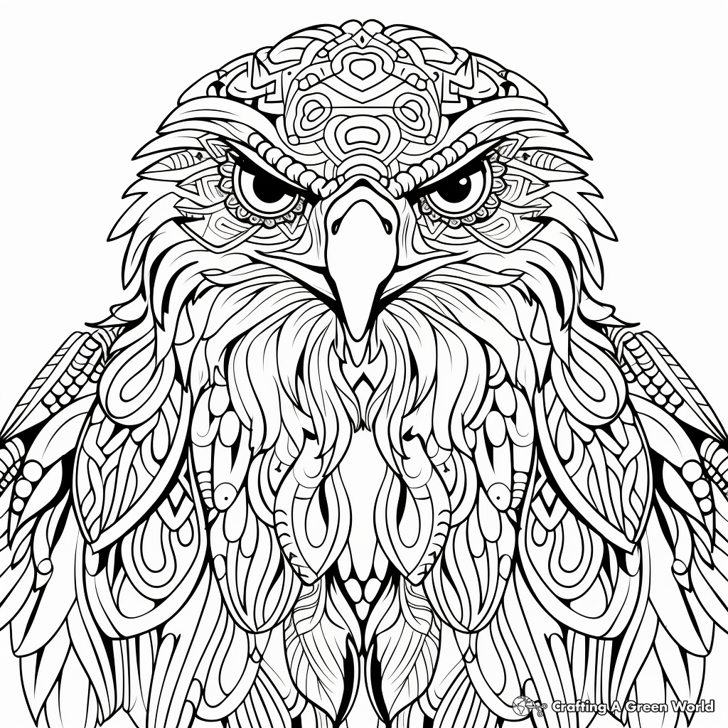 Intricate Red Tailed Hawk Mandalas Coloring Pages 3