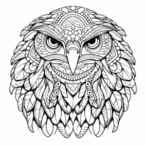 Intricate Red Tailed Hawk Mandalas Coloring Pages 4