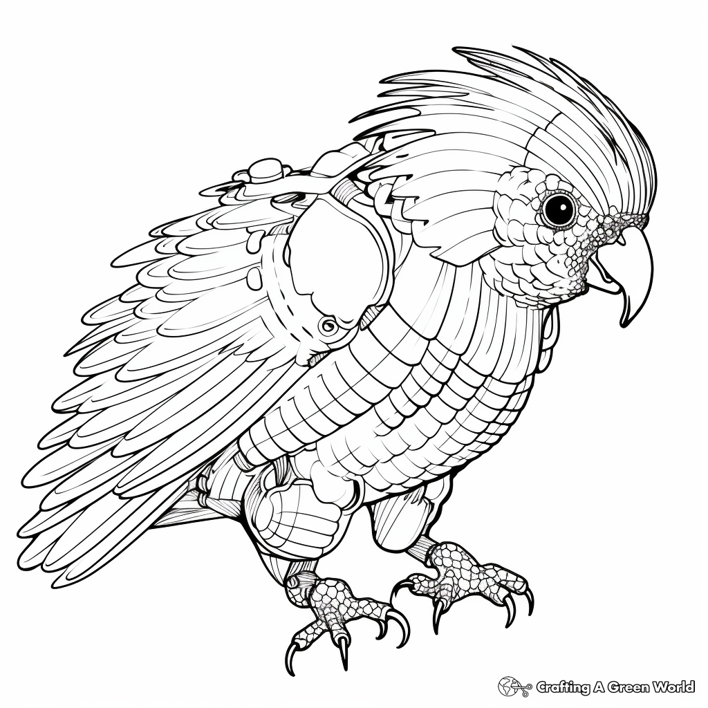 Intricate Red-vented Cockatoo Coloring Page 3