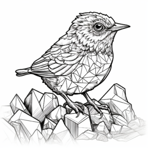 Intricate Rock Wren Coloring Pages for Adults 2