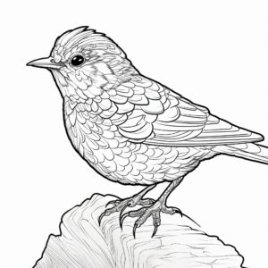 Intricate Rock Wren Coloring Pages for Adults 4