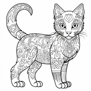 Intricate Russian Blue Cat Coloring Pages 1