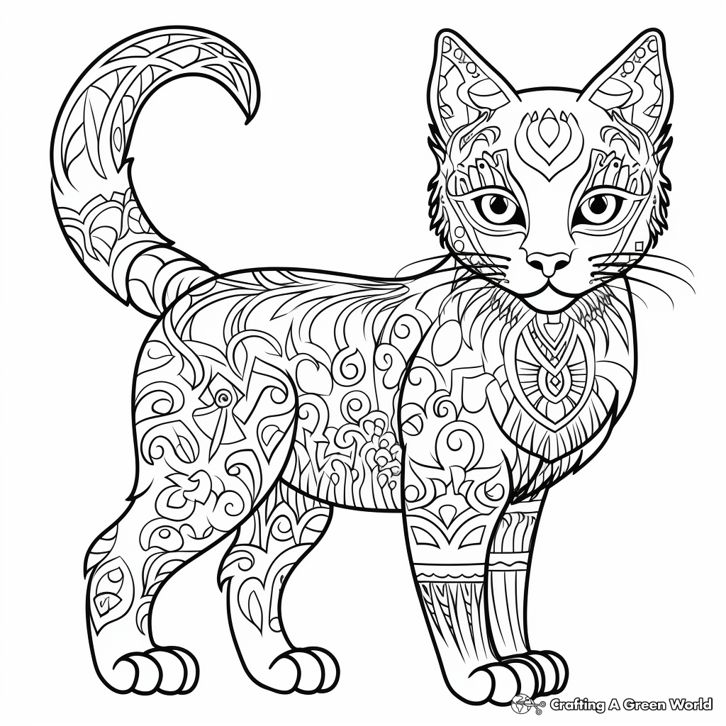 Intricate Russian Blue Cat Coloring Pages 1