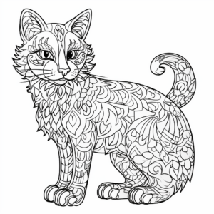 Intricate Russian Blue Cat Coloring Pages 3