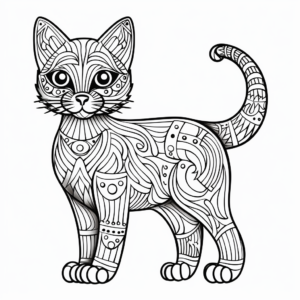 Intricate Russian Blue Cat Coloring Pages 4