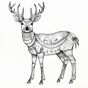 Intricate Sambar Deer Coloring Pages for Adults 1