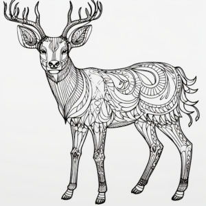 Intricate Sambar Deer Coloring Pages for Adults 2