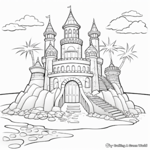 Intricate Sandcastle Beach Coloring Pages 4