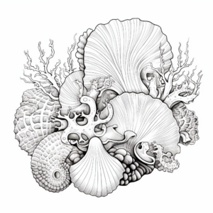 Intricate Sea Shell Coloring Pages for Adults 3