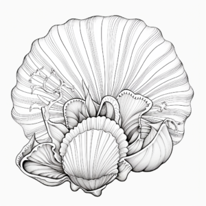 Intricate Sea Shell Coloring Pages for Adults 4