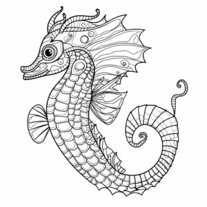 Intricate Seahorse Cartoon Coloring Pages 3