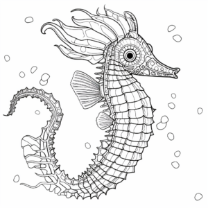 Intricate Seahorse Cartoon Coloring Pages 4
