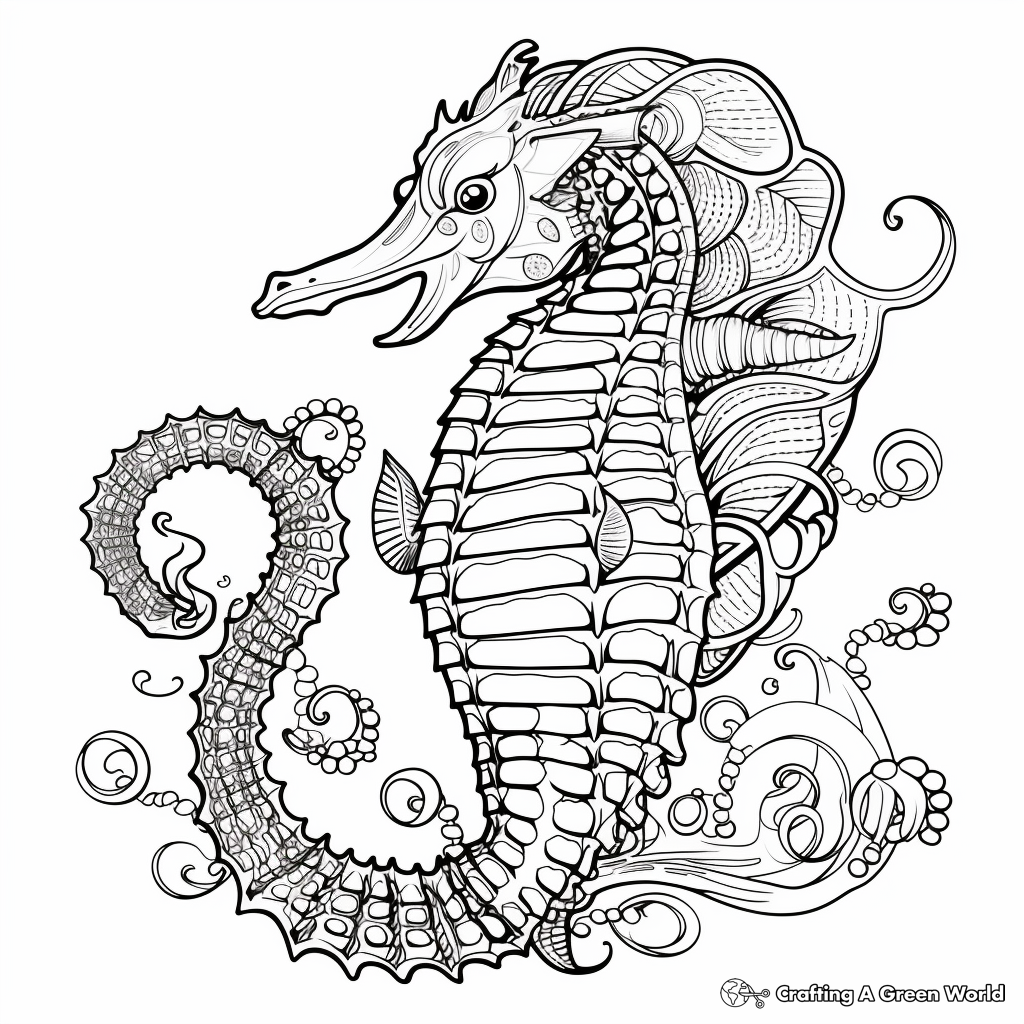 Intricate Seahorse Coloring Pages for the Skilled 1