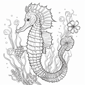 Intricate Seahorse Coloring Pages for the Skilled 2