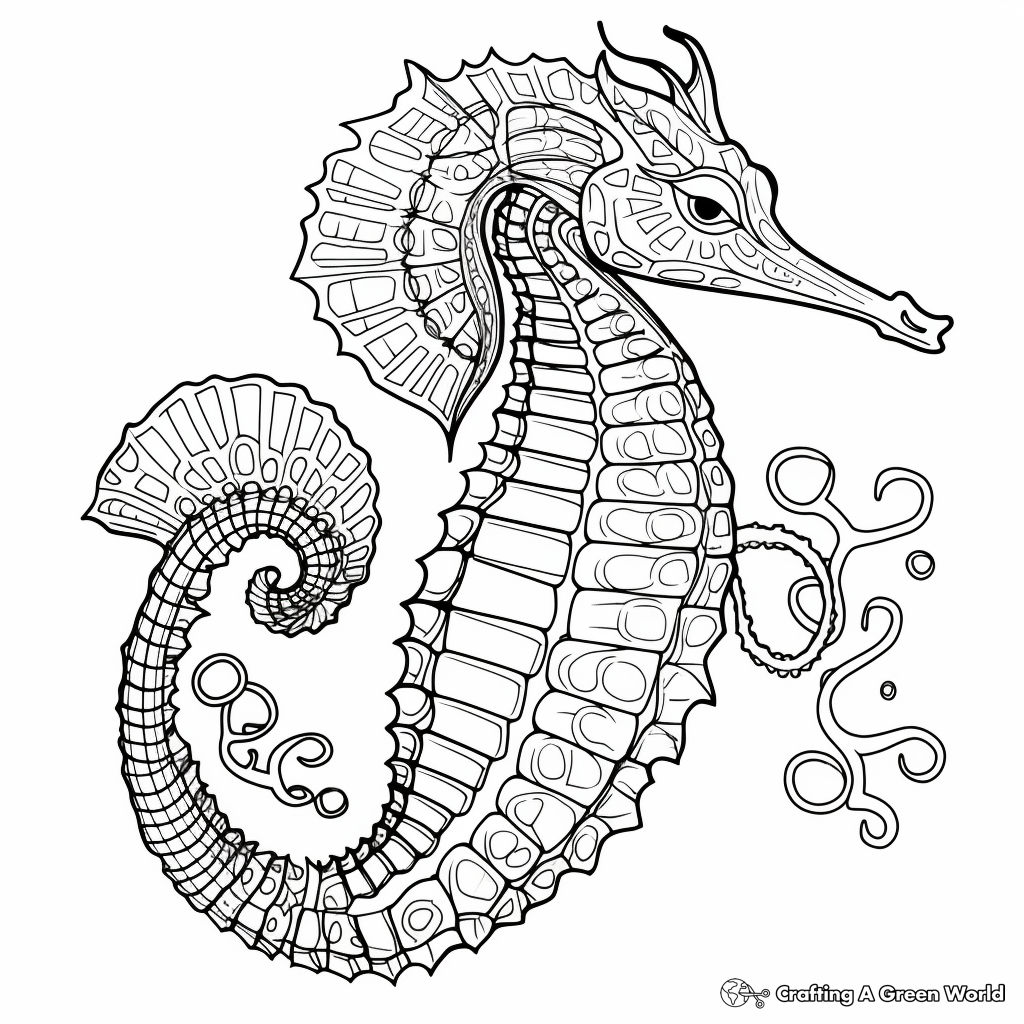 Intricate Seahorse Coloring Pages for the Skilled 4