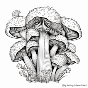 Intricate Shiitake Mushroom Coloring Pages 2