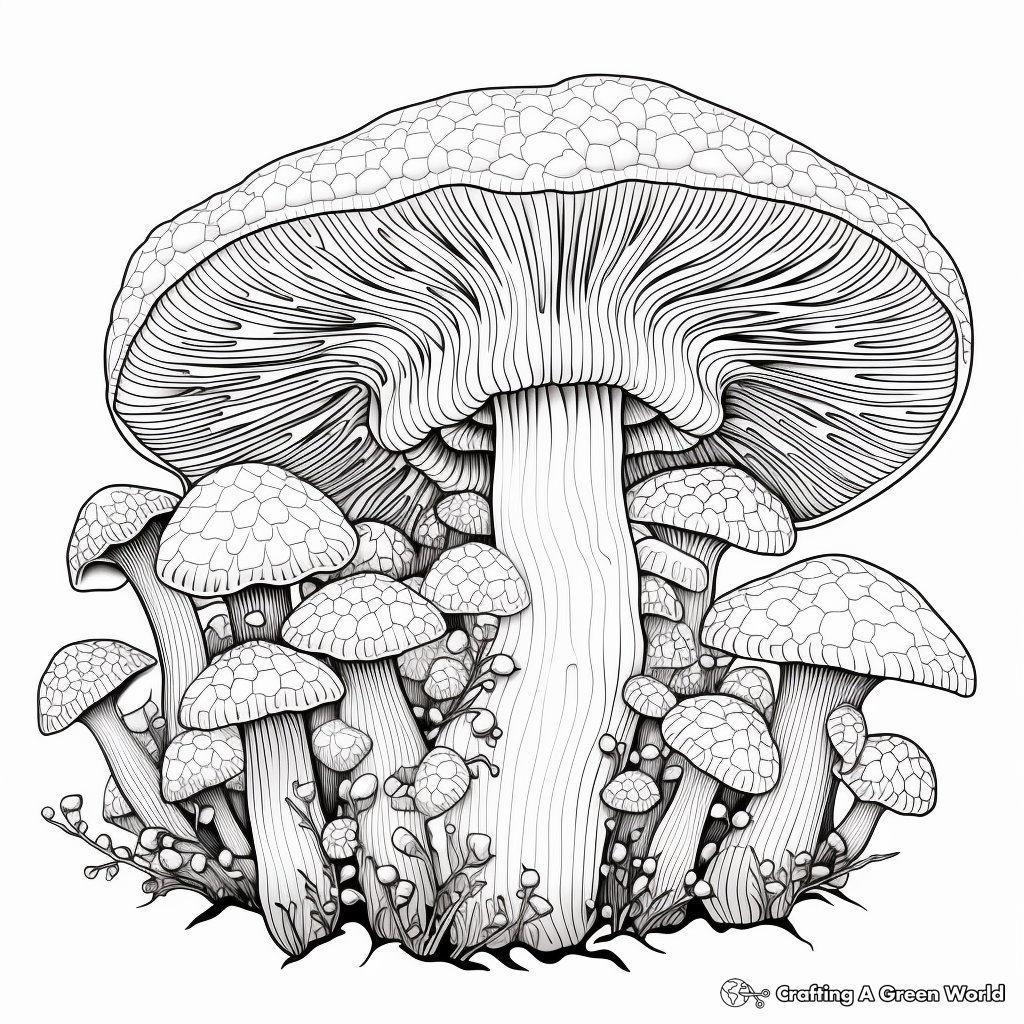 Intricate Shiitake Mushroom Coloring Pages 4
