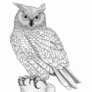 Intricate Short-Eared Owl Coloring Pages 1