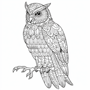 Intricate Short-Eared Owl Coloring Pages 2